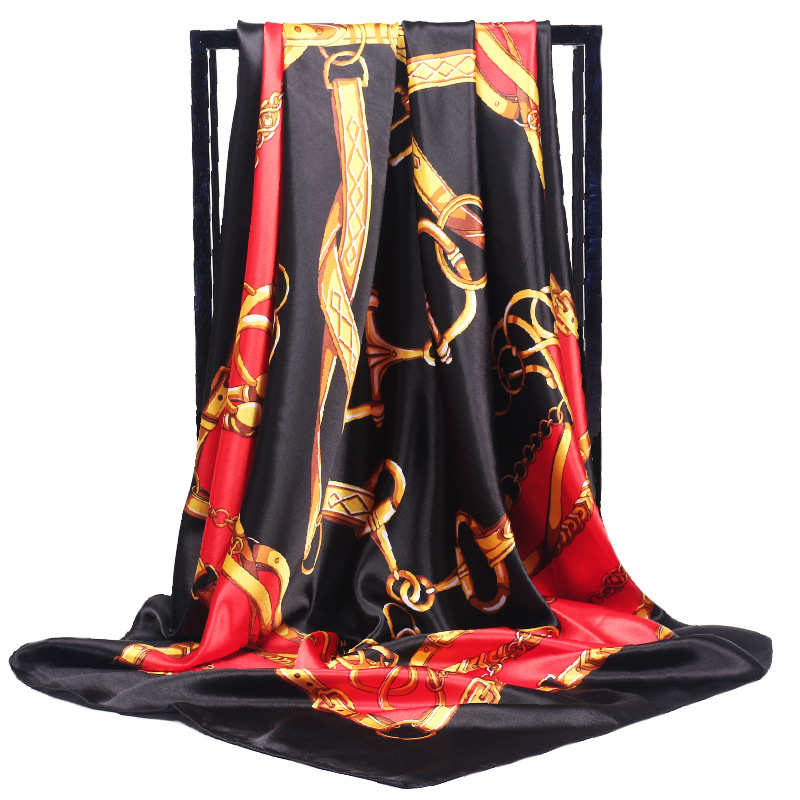 Face Scarf Mask - 90*90cm Ladies Silk Scarf Bandana Fashion