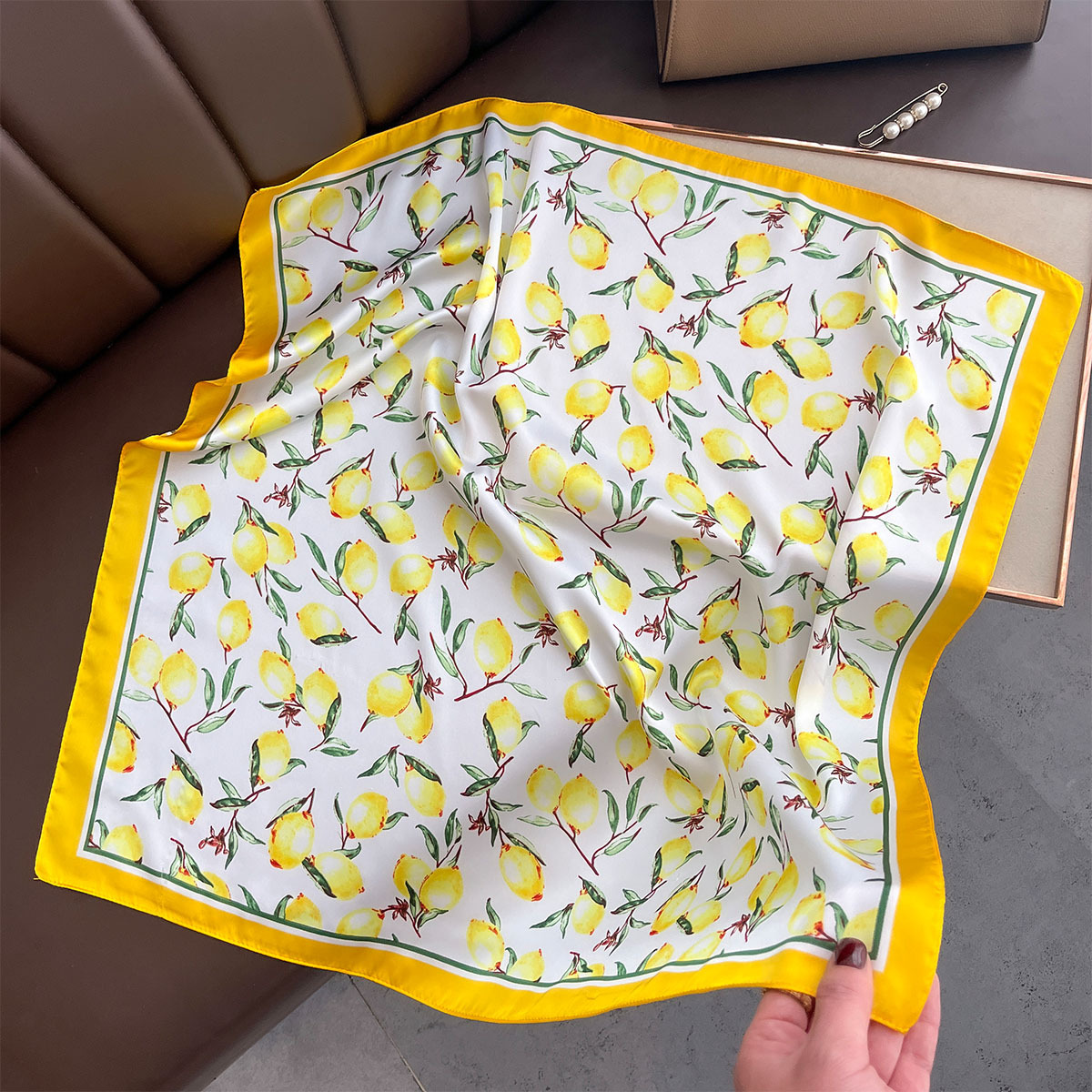 Face Scarf Mask - 2025 New Yellow Lemon Print Square
