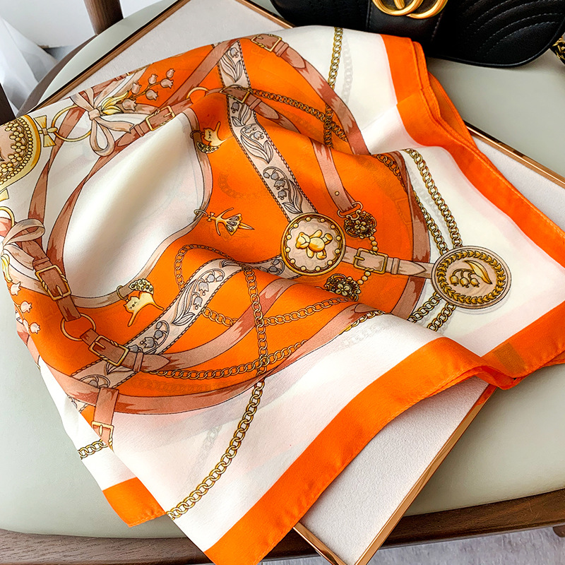Luxury 70cm Square Silk Scarf  - Scarf Silk Square 评论和价格