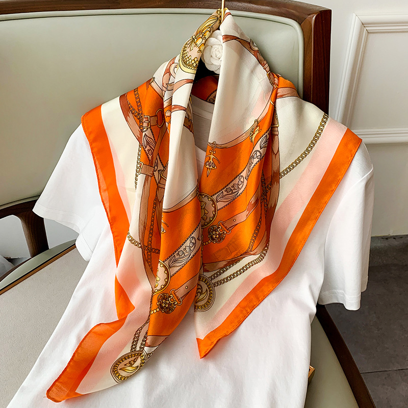 Luxury 70cm Square Silk Scarf  - Scarf Silk Square 评论和价格