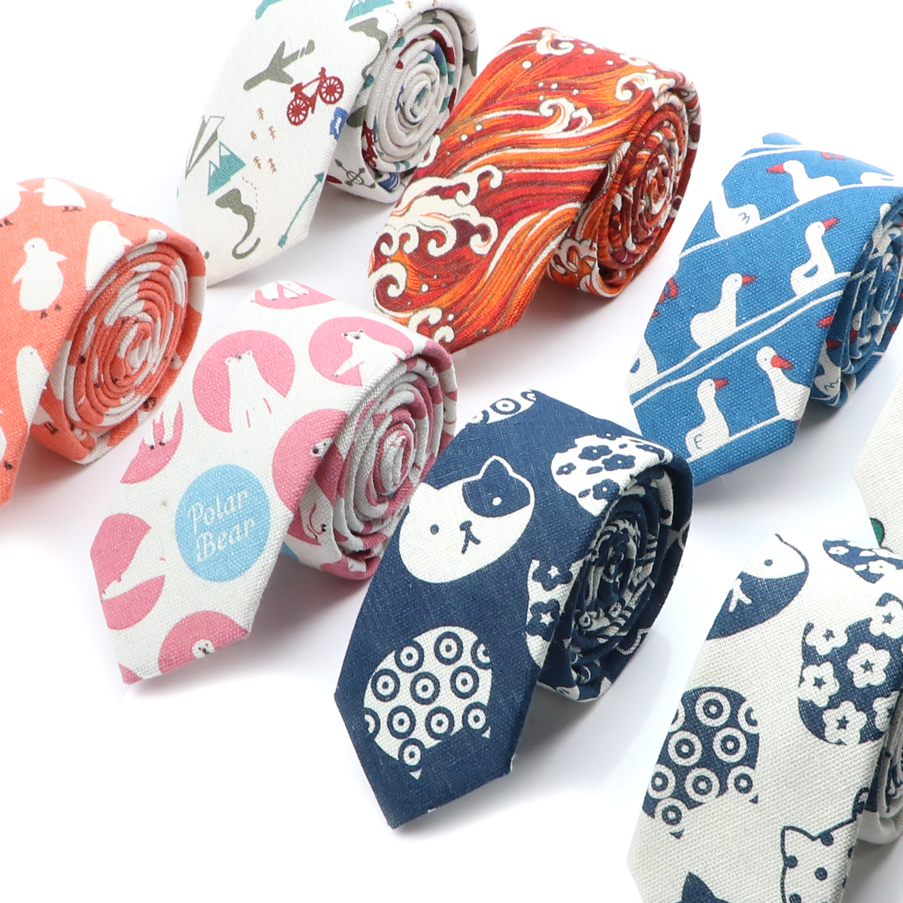 Novelty Cartoon Linen Tie For  - Skinny Tie Men 评论和价格