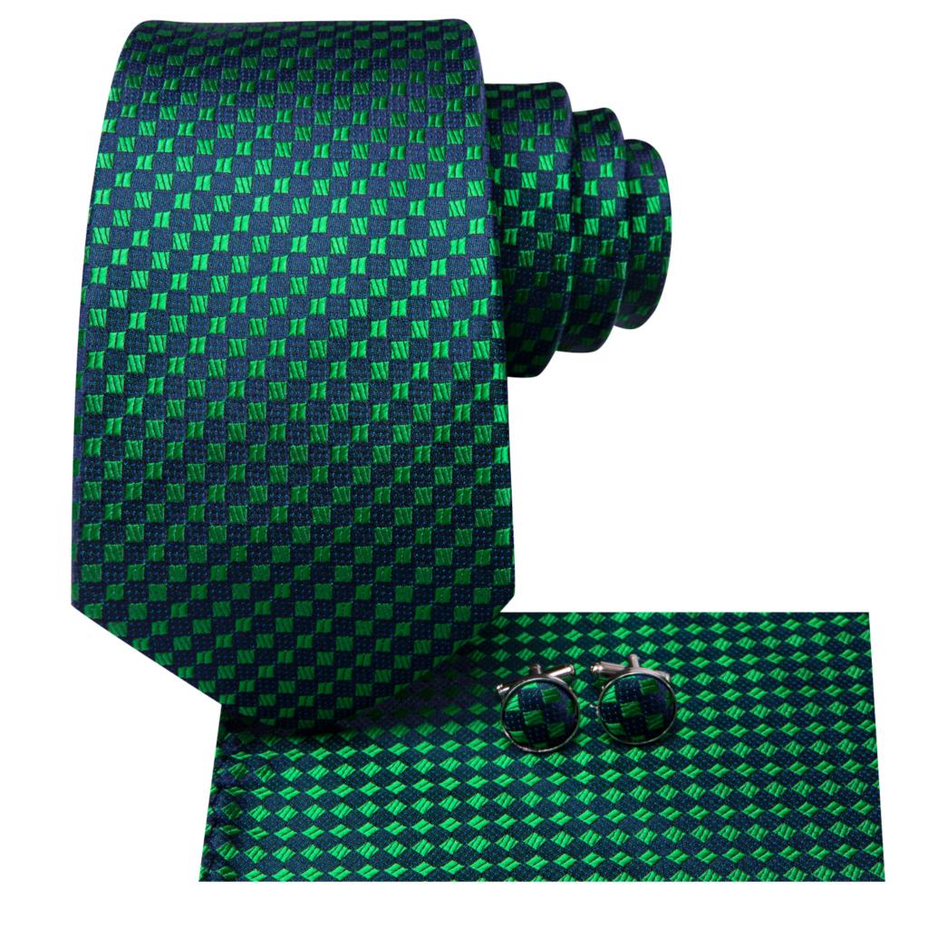 Hi-Tie Dark Green Psialey Silk - Pocket Square Set 评论和价格