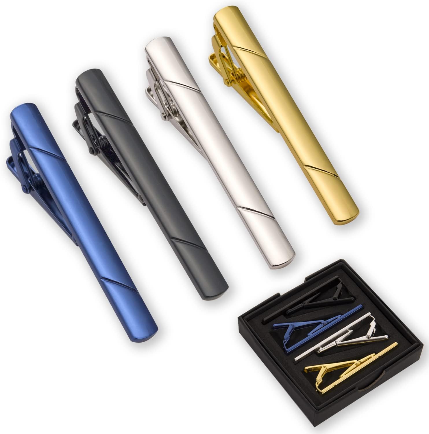 4Pcs Tie Clips for Men with Gi - Tie Clip Silver 评论和价格