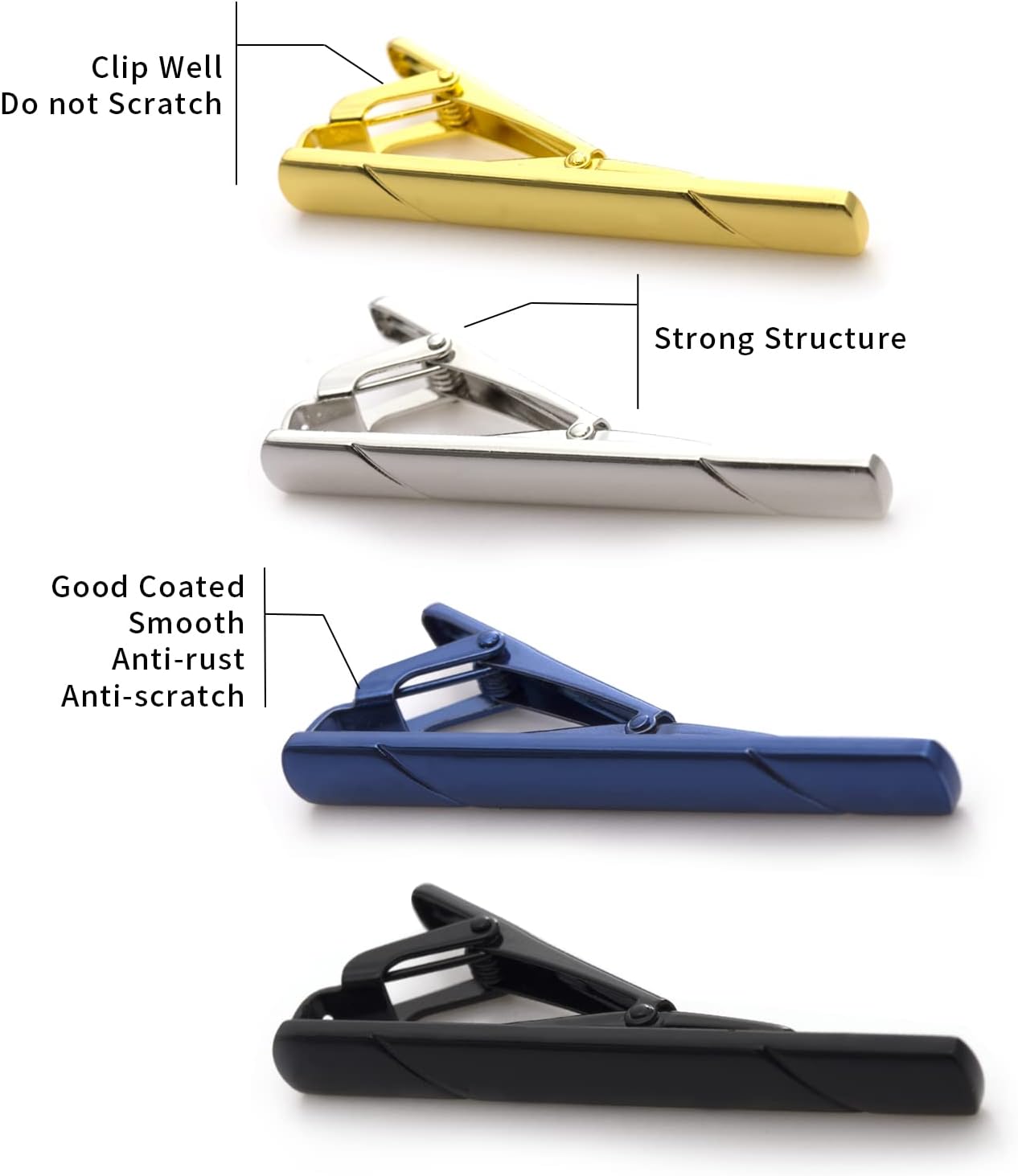 4Pcs Tie Clips for Men with Gi - Tie Clip Silver 评论和价格