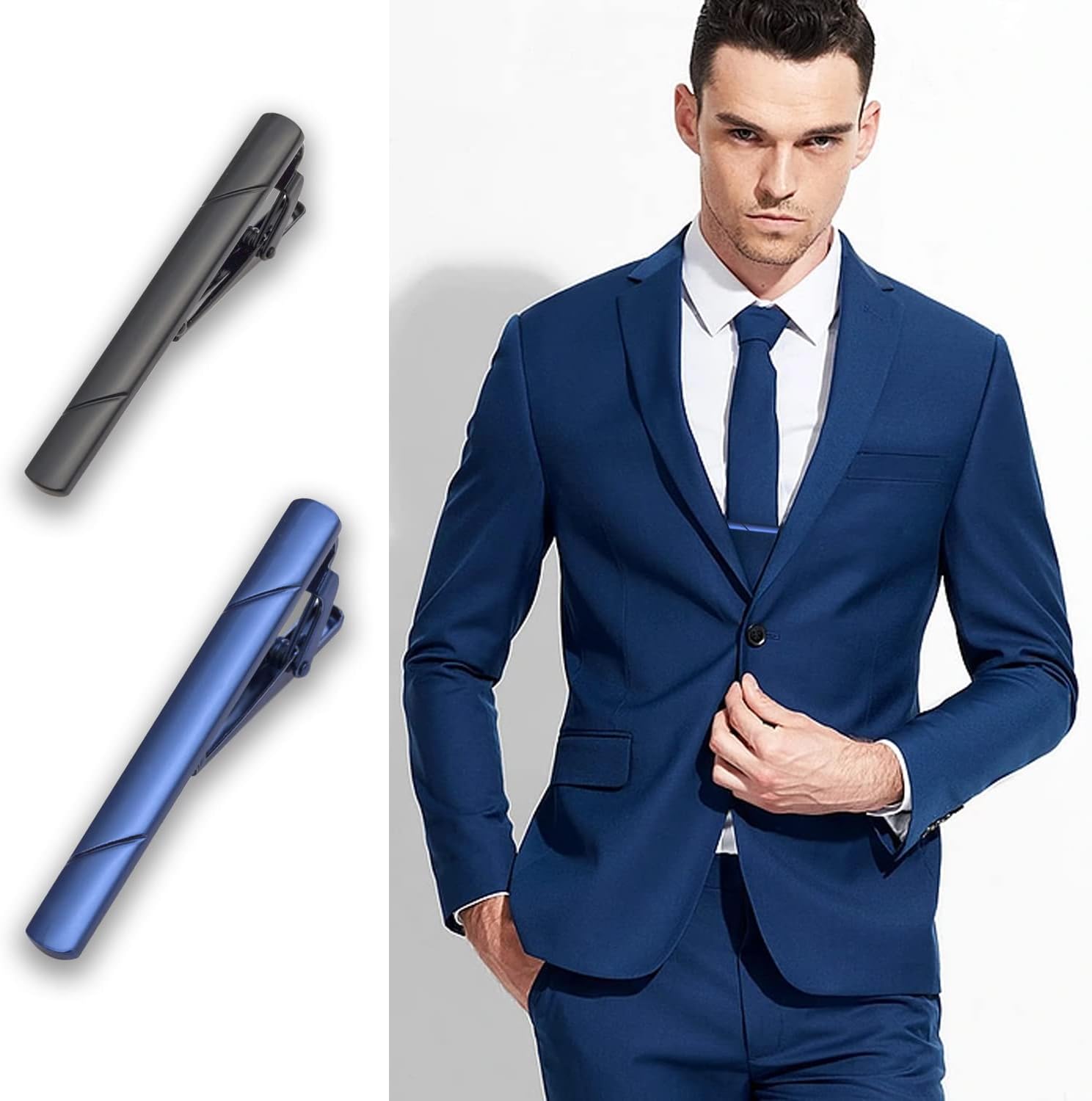 4Pcs Tie Clips for Men with Gi - Tie Clip Silver 评论和价格