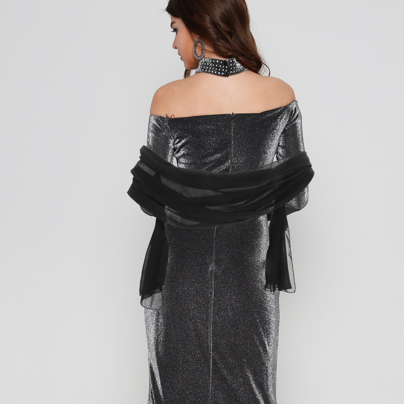 200X70Cm Chiffon Shawl For Wom - Stole Wedding Shawl 评论和价格
