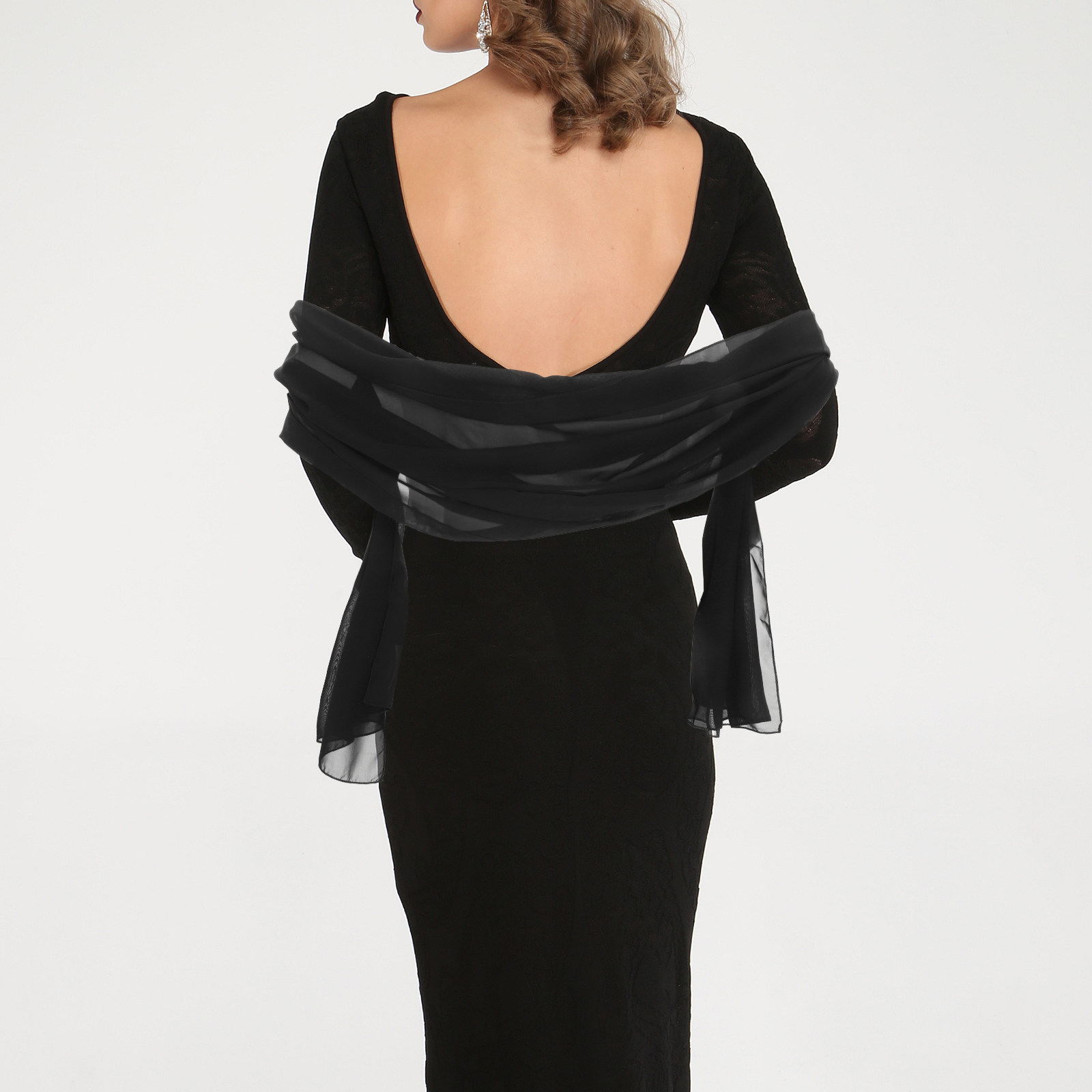 200X70Cm Chiffon Shawl For Wom - Stole Wedding Shawl 评论和价格