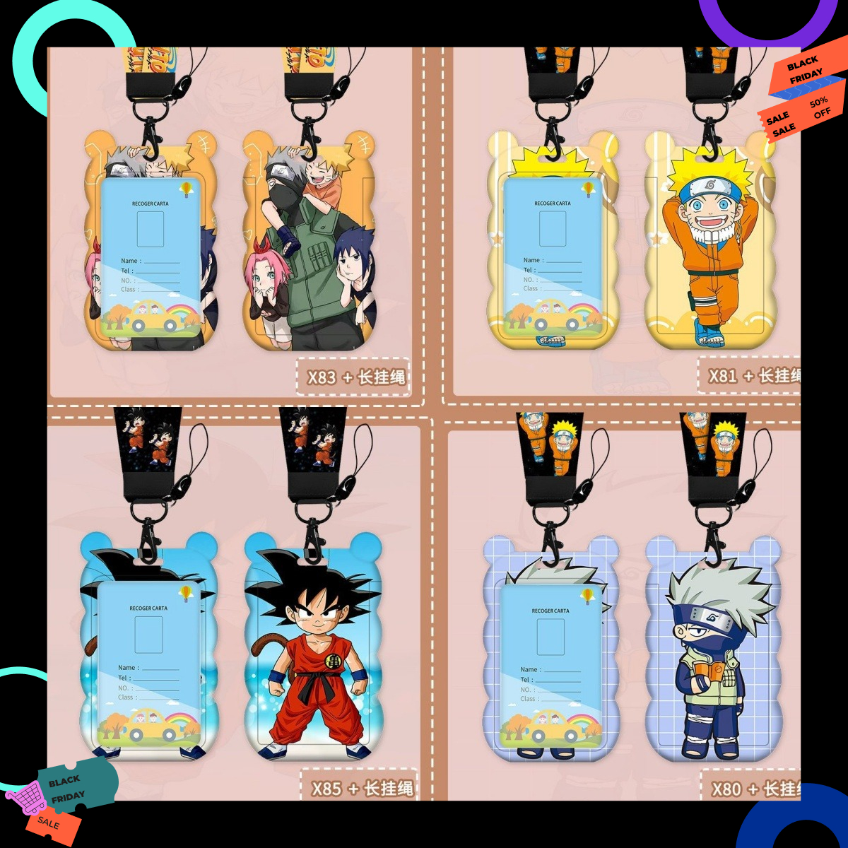 Naruto Cartoon Wave Shape Card - Lanyard Badge Holder 评论和价格