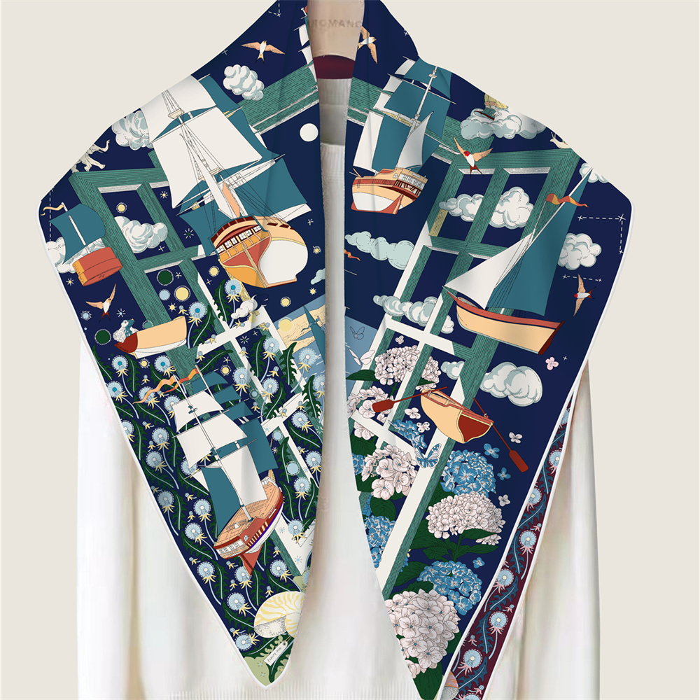 90CM Brand Silk Scarves Wraps  - Face Scarf Mask 评论和价格