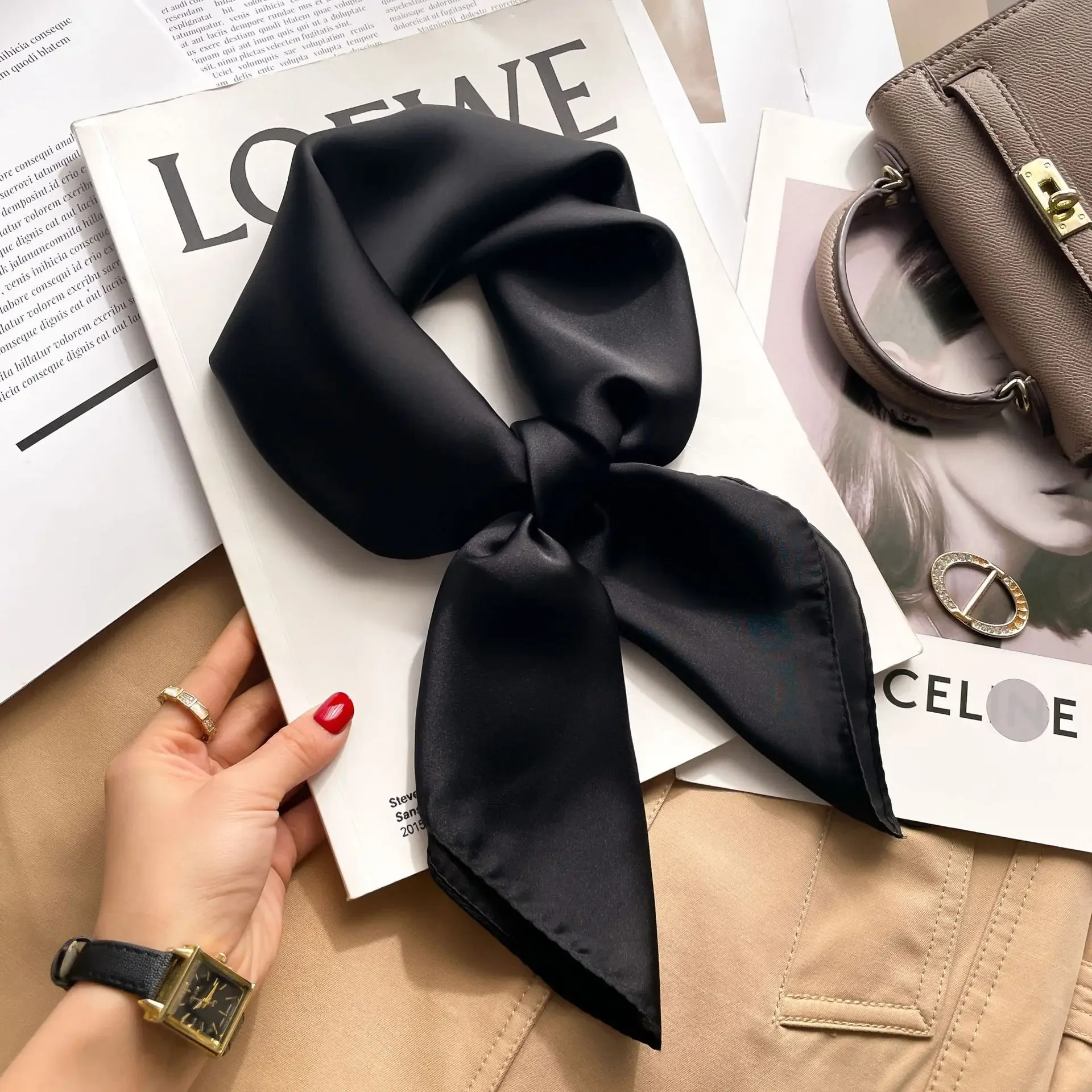 70cm Solid Colors Neckerchief  - Head Wrap Turban 评论和价格