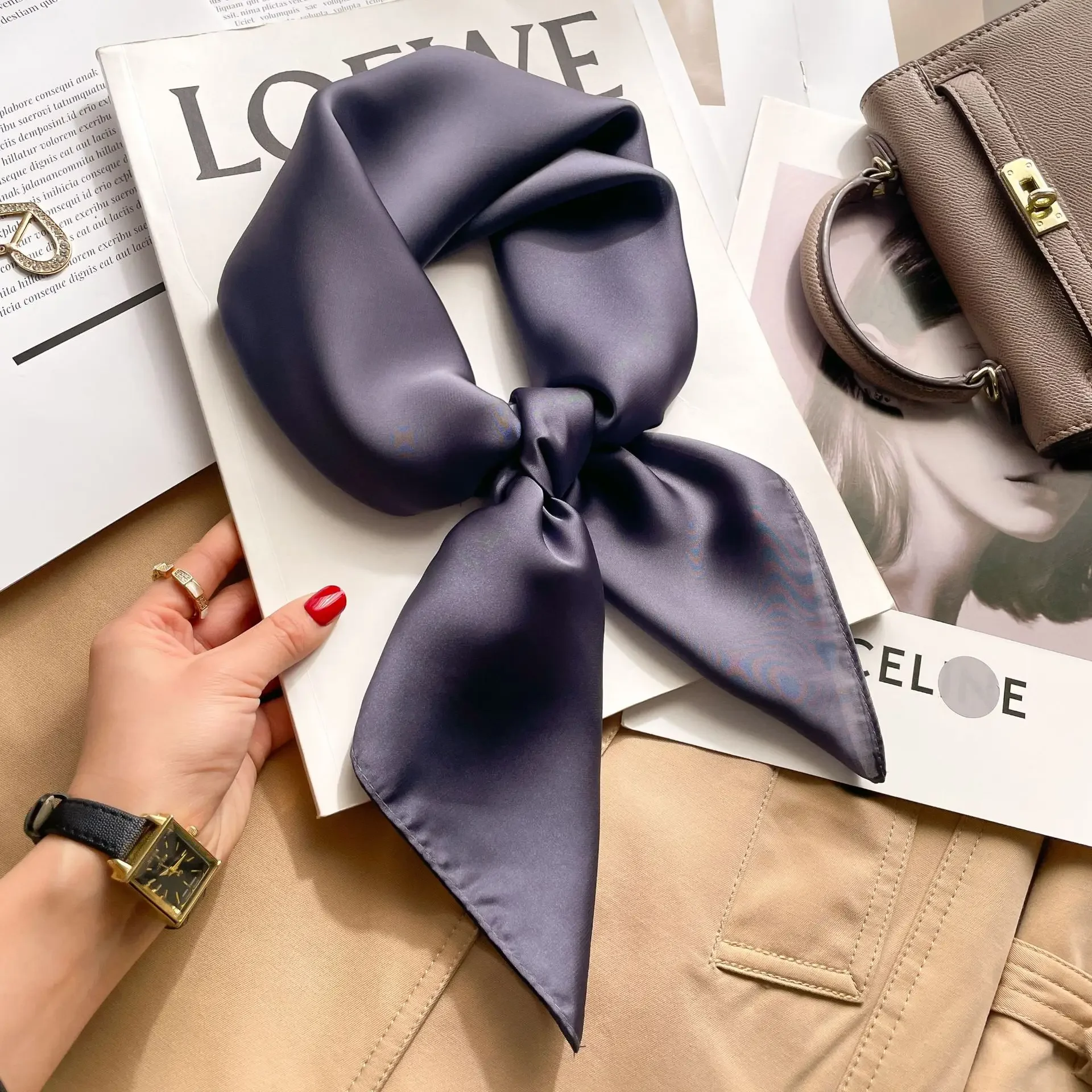 70cm Solid Colors Neckerchief  - Head Wrap Turban 评论和价格