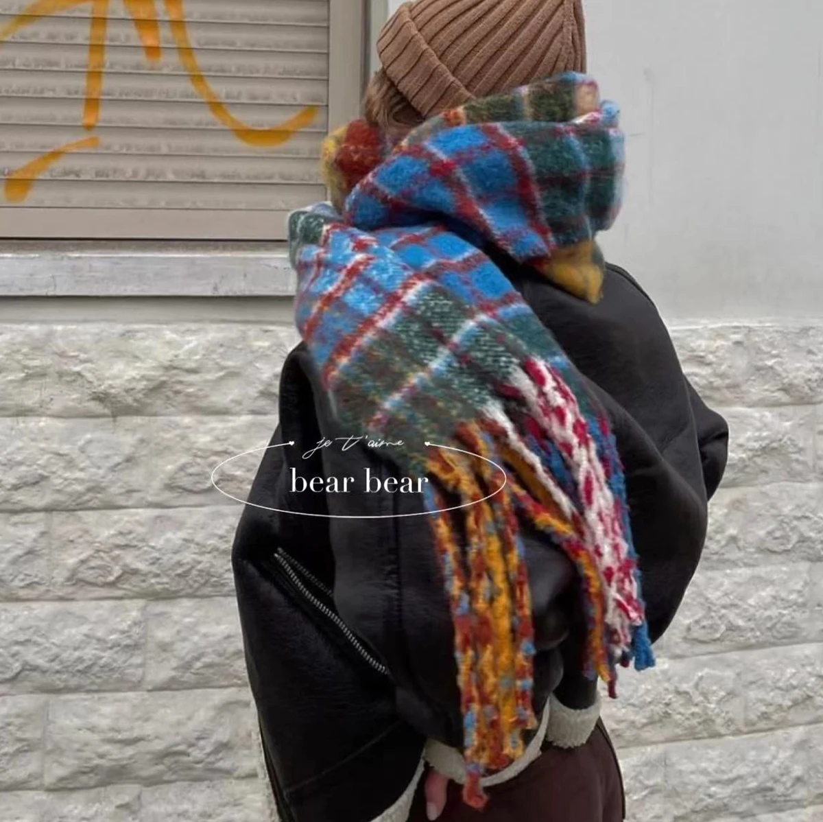 Vintage Colorful Plaid Cashmer - Muffler Men Wool 评论和价格