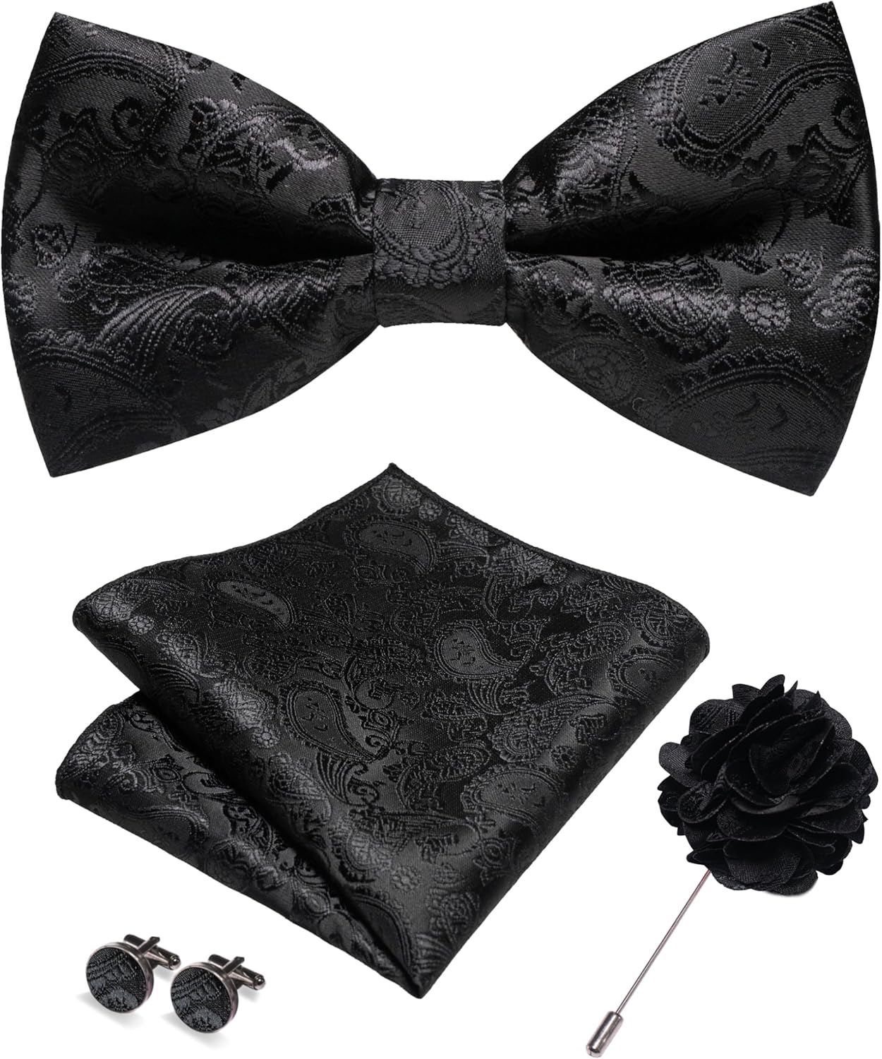Paisley Pre-tied Bow Tie and P - Pocket Square Set 评论和价格