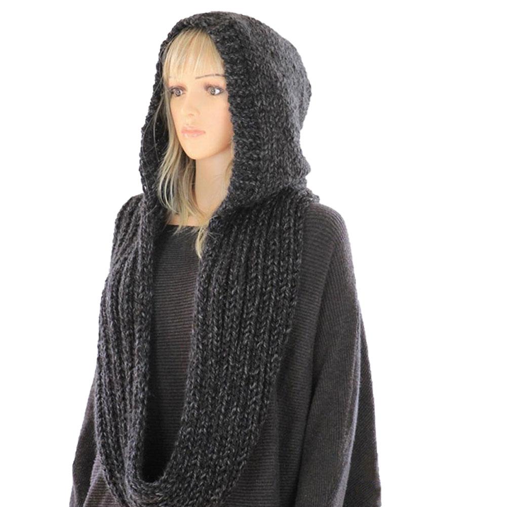 Knitted Hooded Scarf Winter Wo - Infinity Scarf Knit 评论和价格