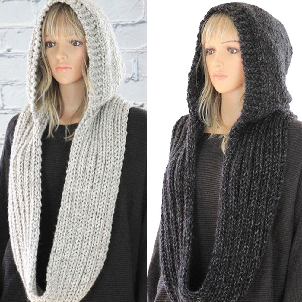 Knitted Hooded Scarf Winter Wo - Infinity Scarf Knit 评论和价格