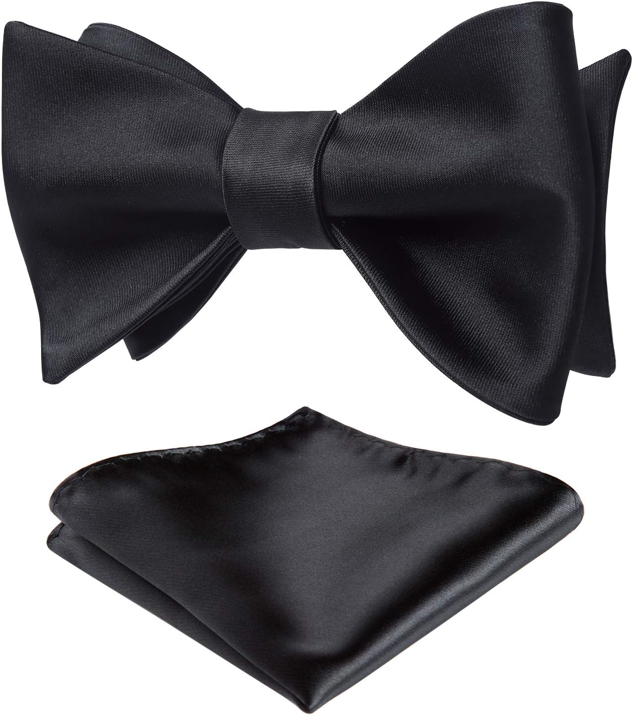 Solid Color Self Tie Bow Tie & - Pocket Square Set 评论和价格