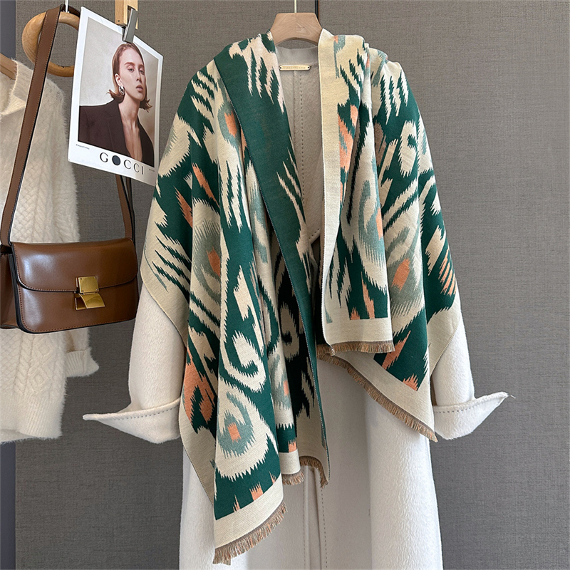 2025 Brand Warm Cashmere Ponch - Woven Scarf Blanket 评论和价格