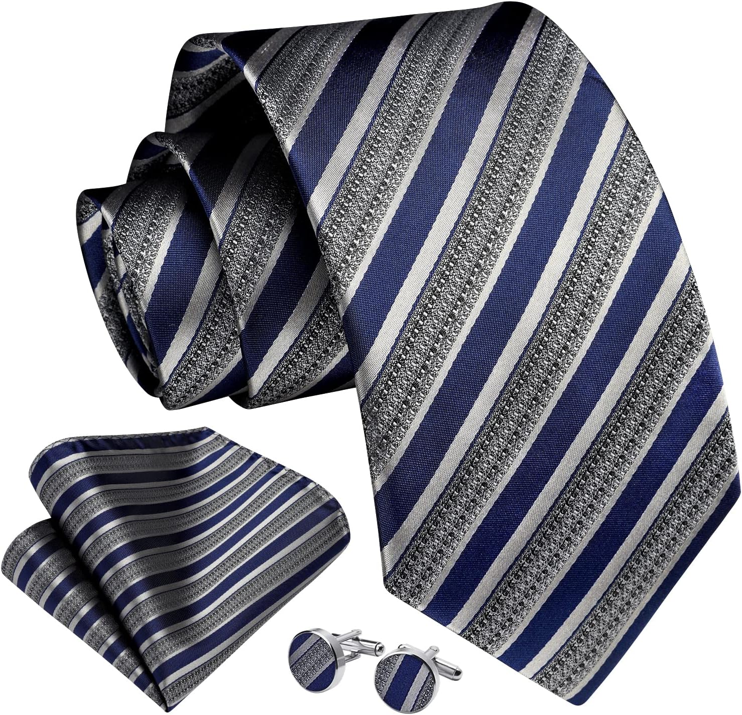 Men's Stripe Tie & Pocket Squa - Pocket Square Set 评论和价格