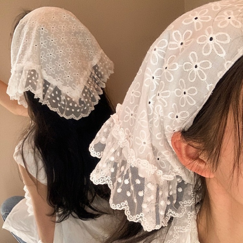 Retro  Lace Triangle Headscarf - Bandana Cotton 评论和价格