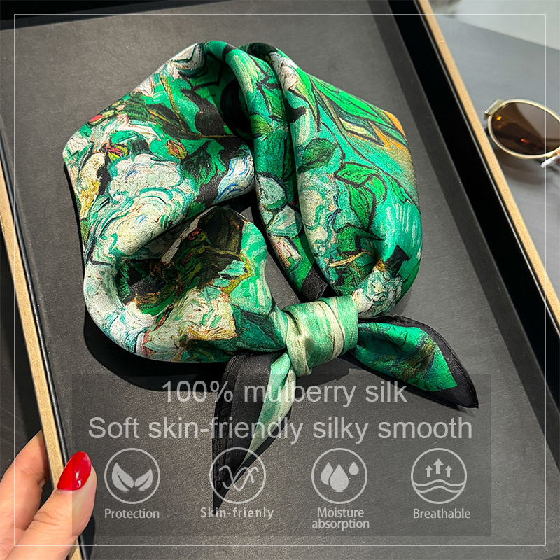 100% Silk Scarf Bandana Women  - Face Scarf Mask 评论和价格
