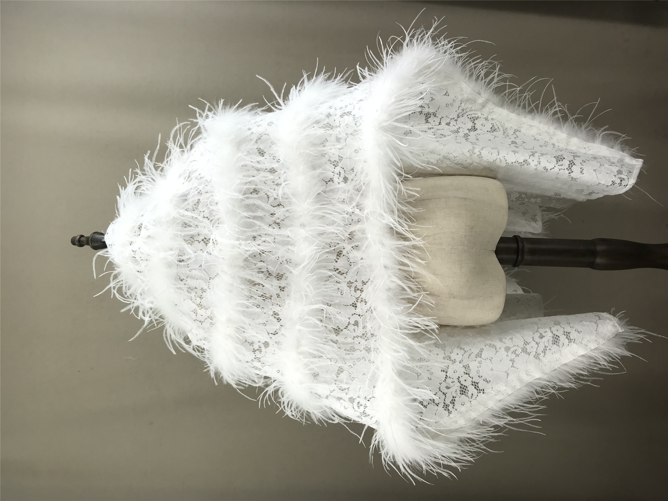 Real Ostrich Feather Lace Shaw - Stole Wedding Shawl 评论和价格
