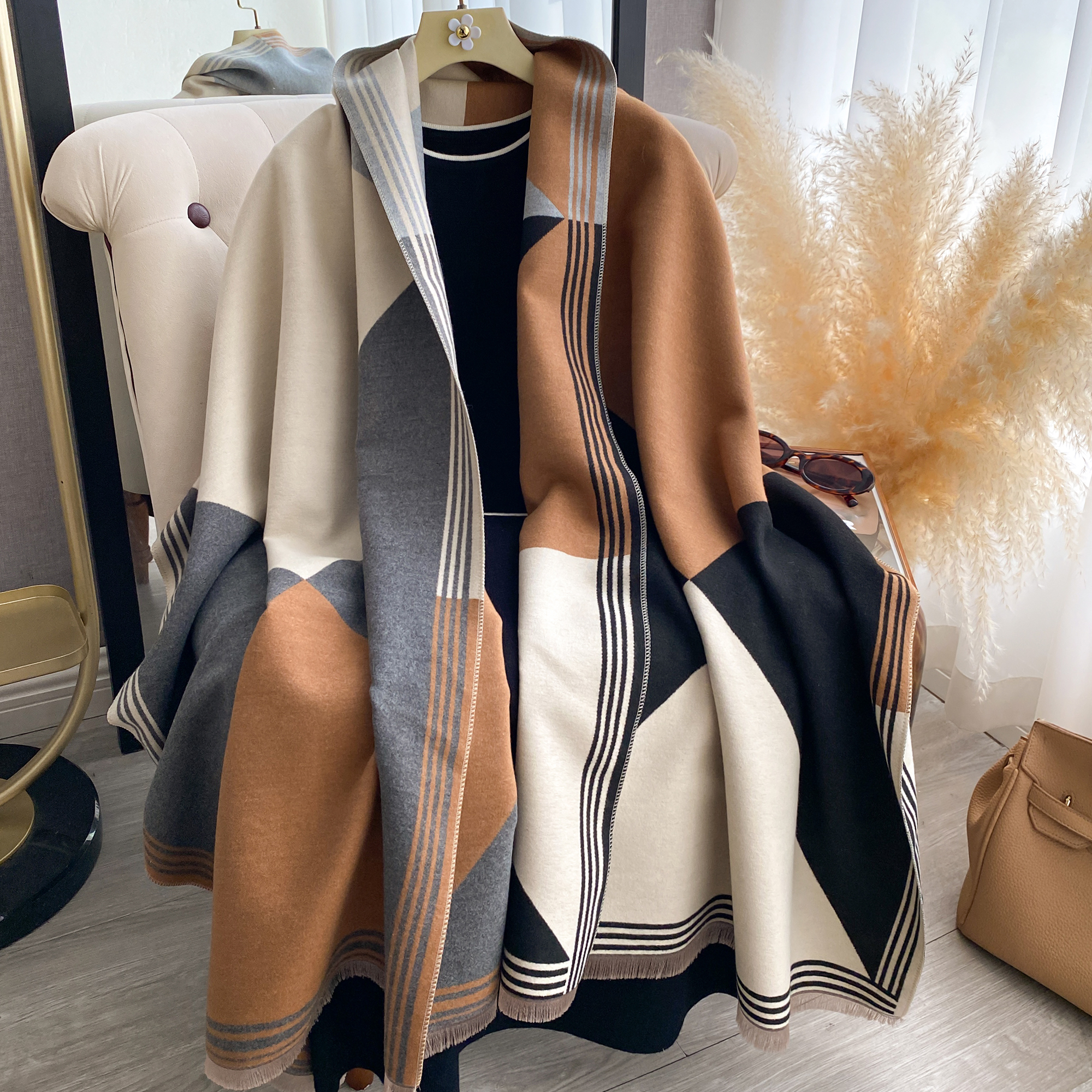 2025 Luxury Winter Cashmere Sc - Woven Scarf Blanket 评论和价格