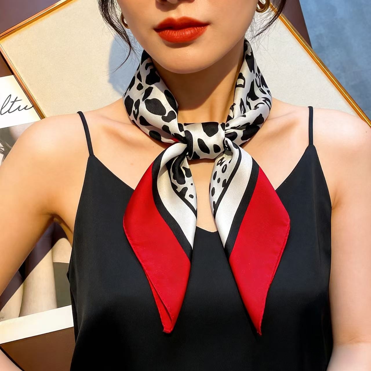 1pc Faux Silk Retro Leopard Pr - Bandana Cotton 评论和价格