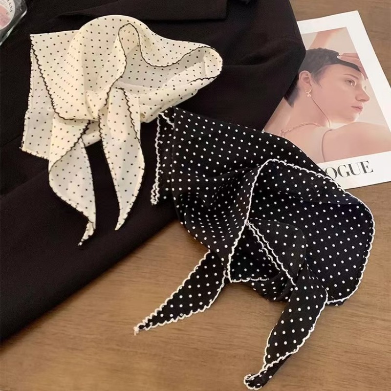 Black White Polka Dot Scarf fo - Ascot Neck Scarf 评论和价格