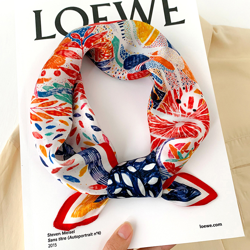 53cm Square Silk Scarf Women N - Silk Neck Scarf 评论和价格
