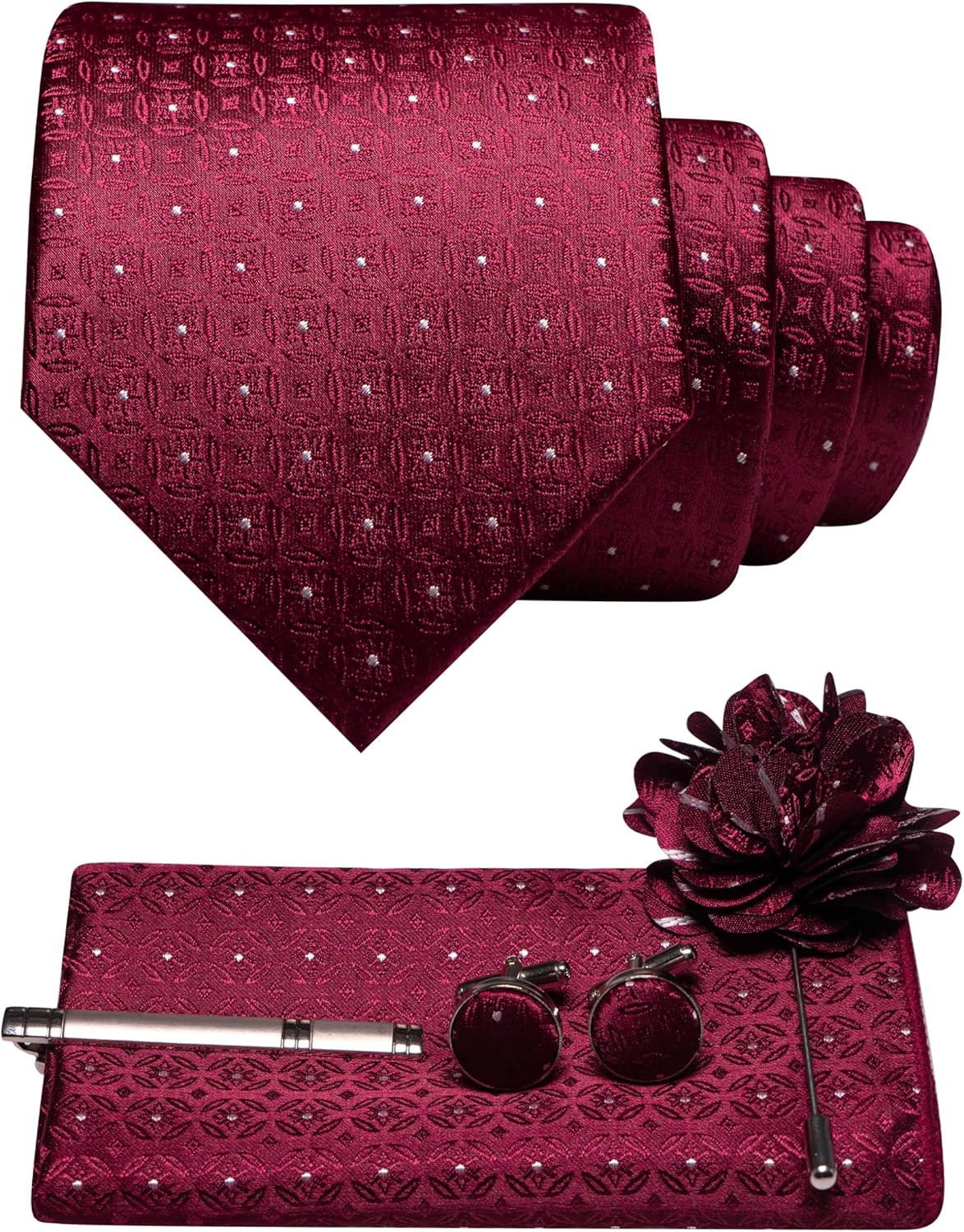 5PCS Men's Tie Set with Pocket - Pocket Square Set 评论和价格