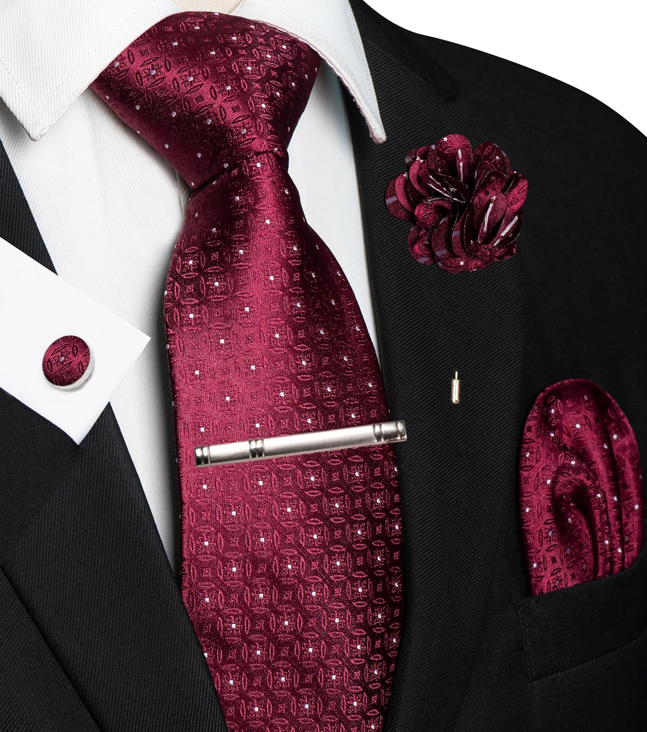5PCS Men's Tie Set with Pocket - Pocket Square Set 评论和价格
