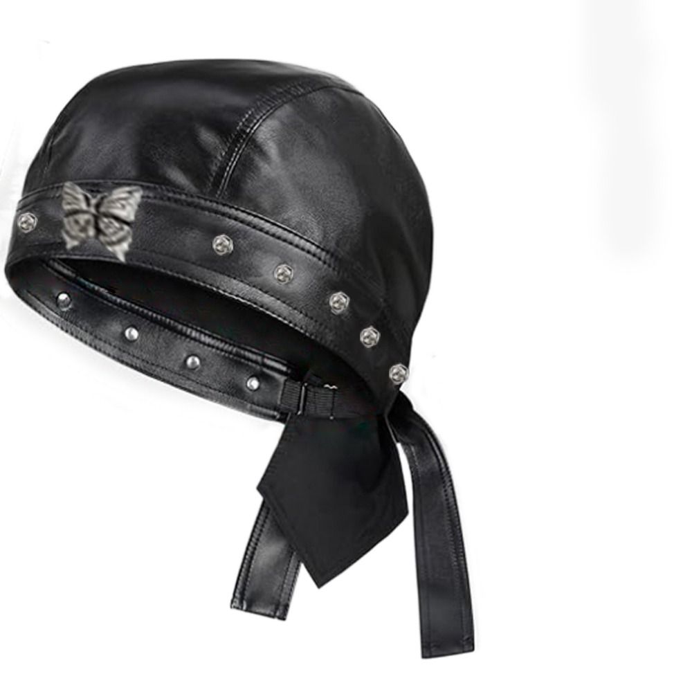 PU Leather Black Biker Cap Doo - Bandana Doo Rag 评论和价格