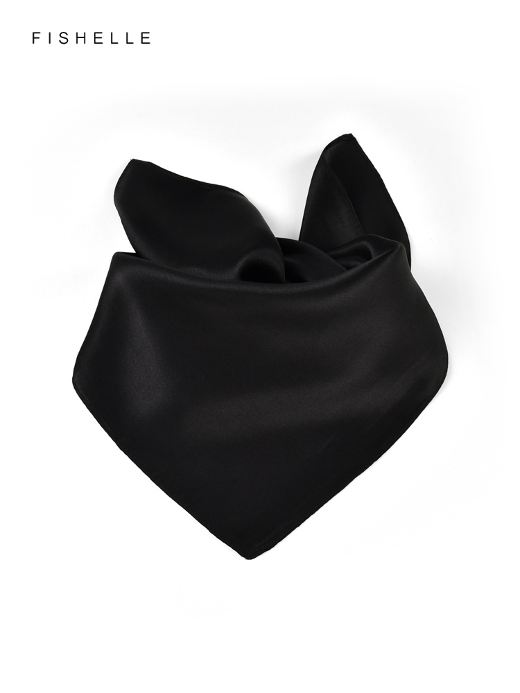 Solid color black pure silk sc - Ascot Neck Scarf 评论和价格