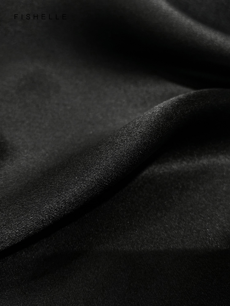 Solid color black pure silk sc - Ascot Neck Scarf 评论和价格