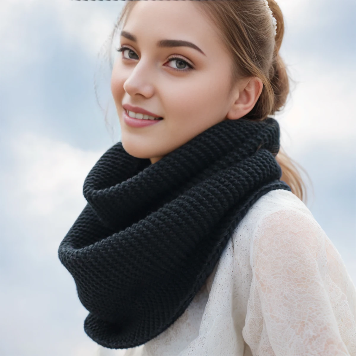New Winter Scarf Women Infinit - Infinity Scarf Knit 评论和价格