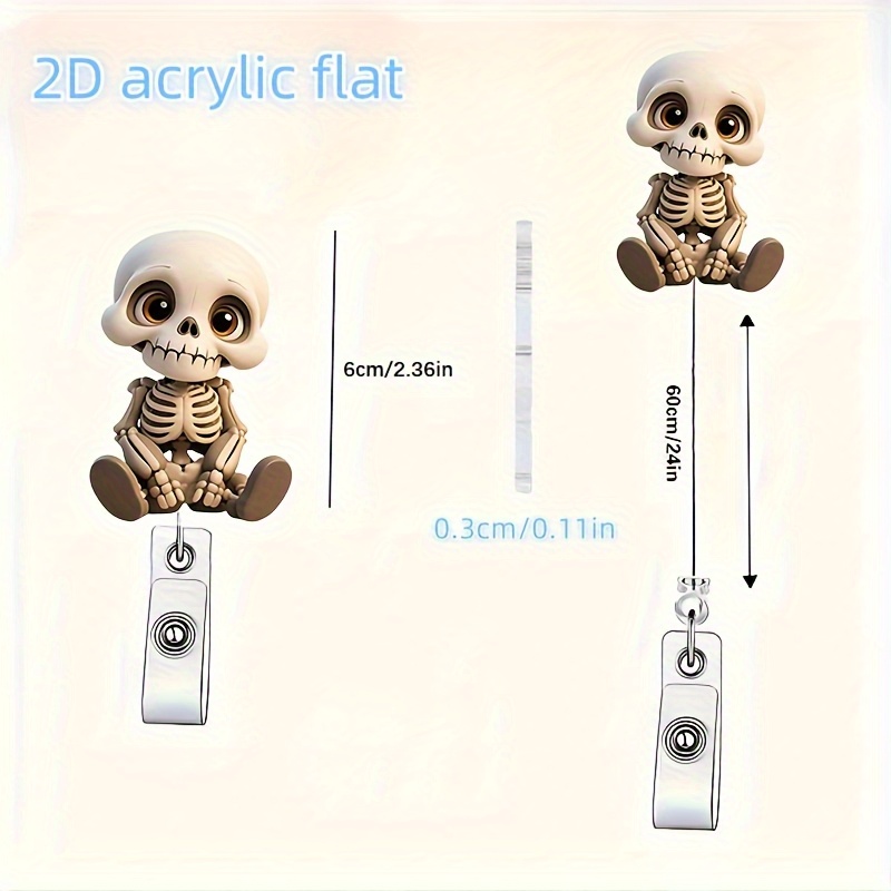2D Flat, Acrylic Dazed Skull H - Lanyard Badge Holder 评论和价格