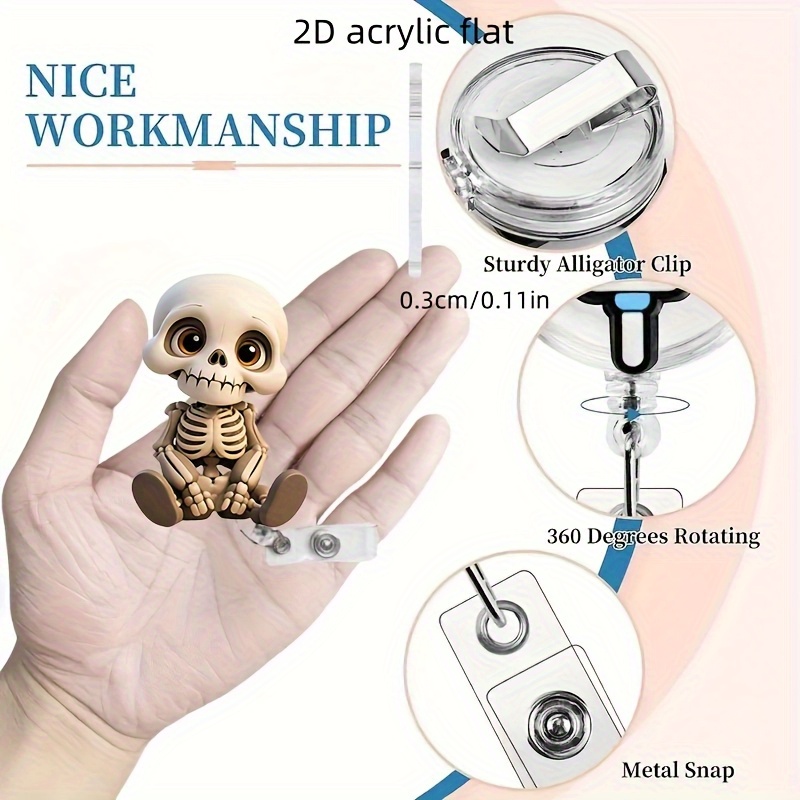 2D Flat, Acrylic Dazed Skull H - Lanyard Badge Holder 评论和价格