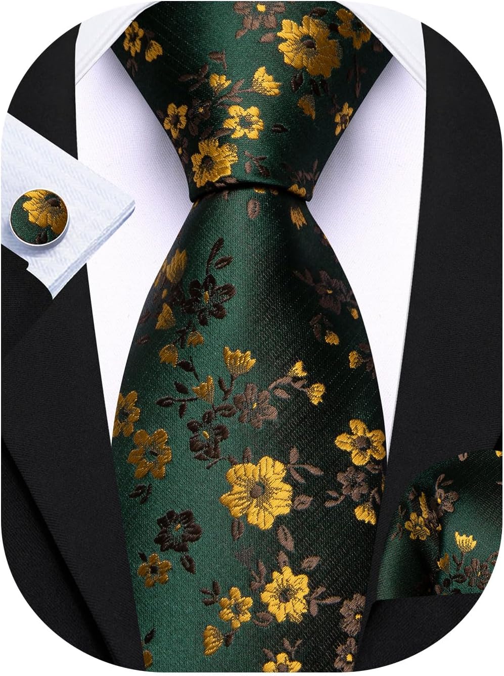 Men's Floral Paisley Silk Tie  - Pocket Square Set 评论和价格