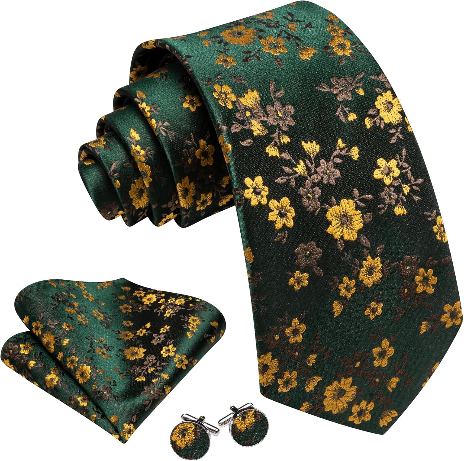 Men's Floral Paisley Silk Tie  - Pocket Square Set 评论和价格